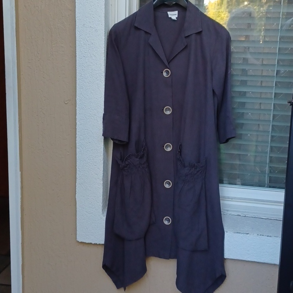 Gray Forcynthia Dress With Uneven Hem And Large Pockets Women's Size Small - Picture 3 of 8